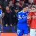 SL Benfica's Argentine forward Gianluca Prestianni hides his mouth while arguing with Real Madrid's Brazilian forward Vinicius Junior
