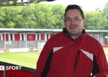 A compilation image featuring different photographs of football groundhopper Tony Incenzo