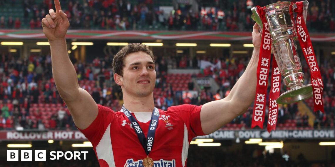 George North holds the Six nations trophy