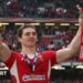George North holds the Six nations trophy