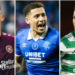 Hearts captain Lawrence Shankland, Rangers captain James Tavernier, and Celtic captain Callum McGregor