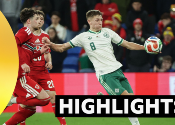 Action from Wales v Northern Ireland in Cardiff