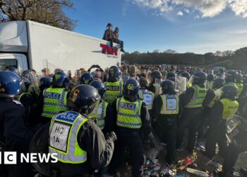 Illegal rave shut down as police face 'violent and hostile' crowd