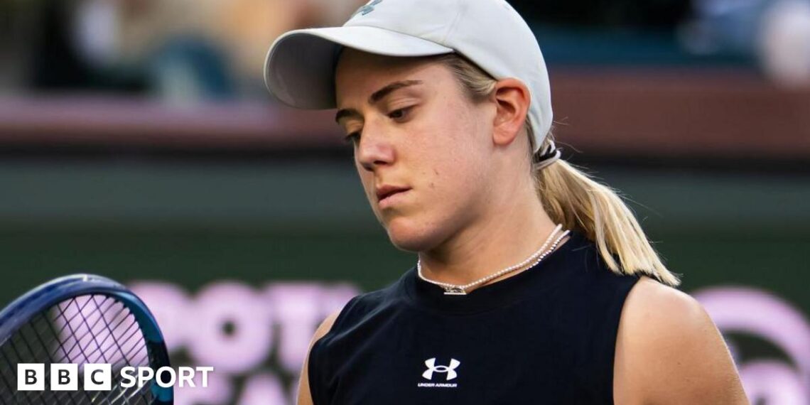 Sonay Kartal reacts during her meeting with Elena Rybakina at Indian Wells