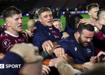 Sale players celebrate