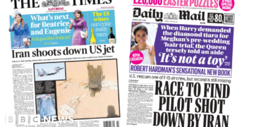 'Iran shoots down US jet' and 'race to find pilot'