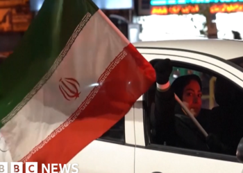 Iranians gather in Tehran following ceasefire announcement