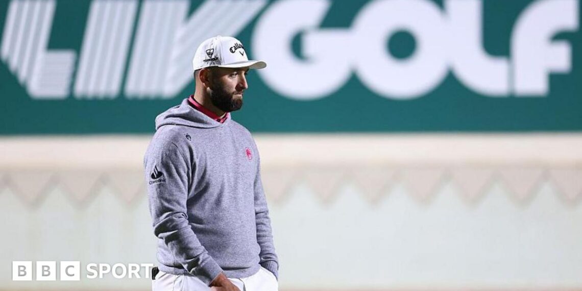 Jon Rahm with a LIV logo