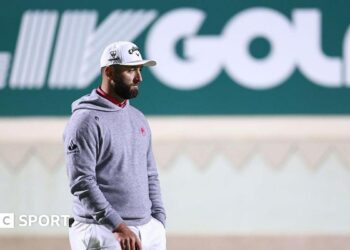 Jon Rahm with a LIV logo