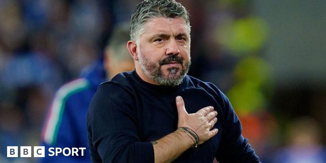Gennaro Gattuso places his hand on his chest