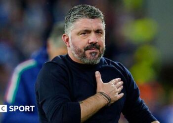 Gennaro Gattuso places his hand on his chest