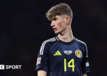James Wilson in action for Scotland