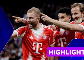 Harry Kane, Luis Diaz and Konrad Laimer celebrating
