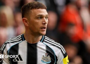 Kieran Trippier during Newcastle United's game against Sunderland at St James' Park on 21 March, 2026