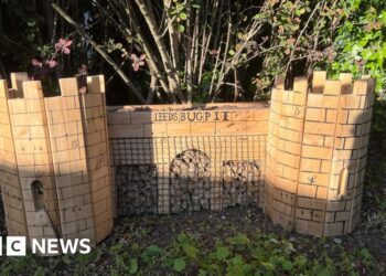 Landmarks recreated as bug hotels near station