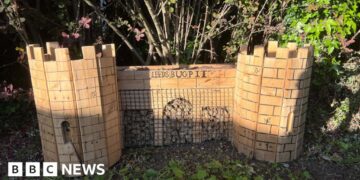 Landmarks recreated as bug hotels near station