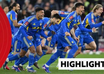 Leeds United players celebrate