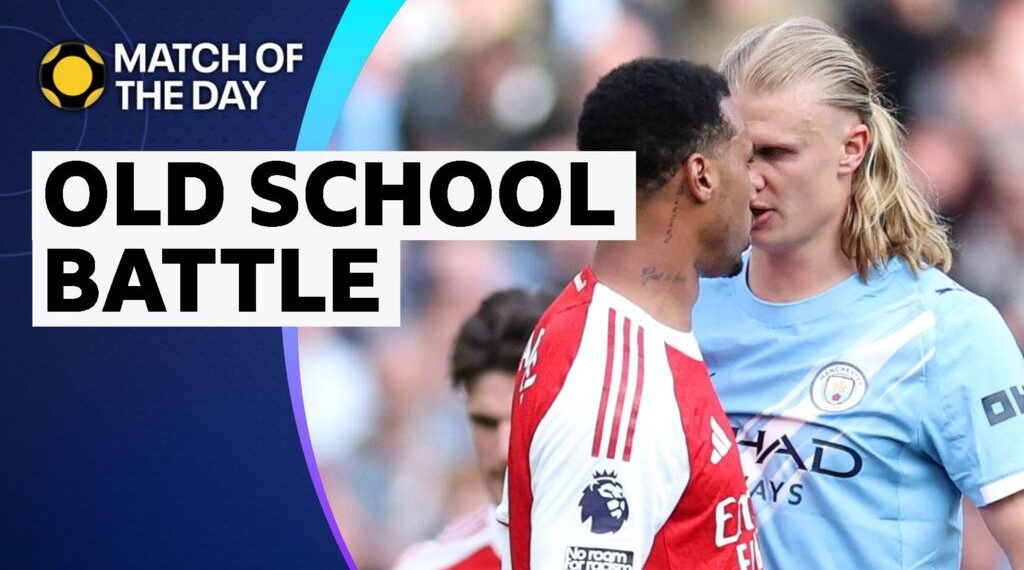 Arsenal's Gabriel faces off with Manchester City's Erling Haaland