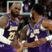 LeBron James and son Bronny on court for LA Lakers against Golden State Warriors