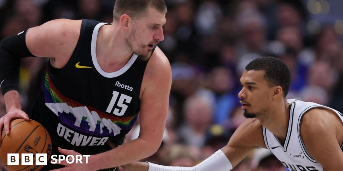 Nikola Jokic and fellow Most Valuable Player contender Victor Wembanyama go head-to-head during the match between Denver Nuggets and San Antonio Spurs