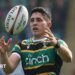 Anthony Belleau takes on Newcastle players during Northampton's Prem victory on 21 March
