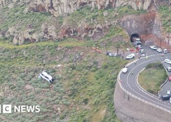 One dead after bus carrying British tourists crashes in Canary Islands, officials say