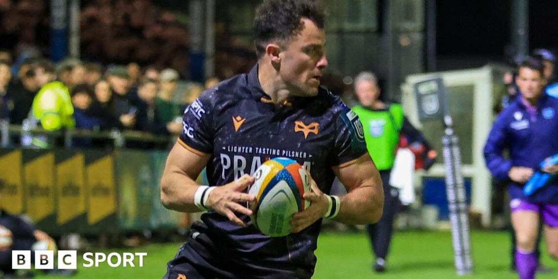 Luke Morgan fields the ball for Ospreys against Sharks