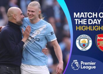 Pep Guardiola and Erling Haaland