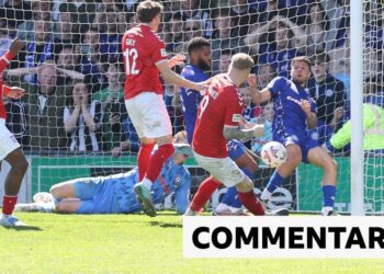Josh Stones scores for York City against Rochdale