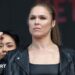 Ronda Rousey during a news conference to promote her fight with Gina Carano on 16 May