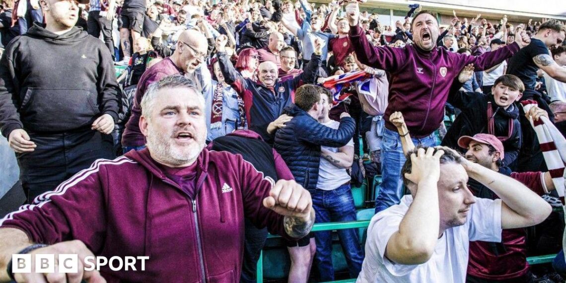 Hearts fans celebrate
