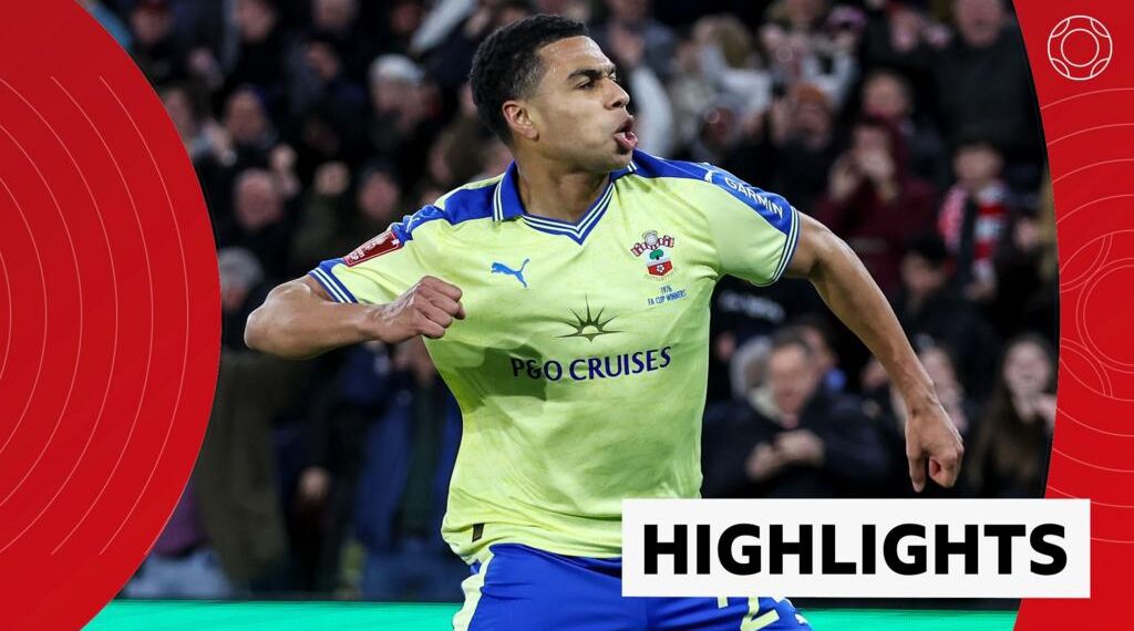 Shea Charles reacts to scoring the winner for Southampton against Arsenal in the FA Cup