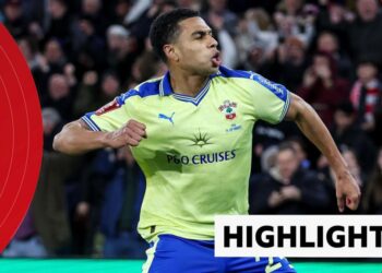 Shea Charles reacts to scoring the winner for Southampton against Arsenal in the FA Cup