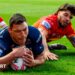 Ryan Hall dives in to score a try for Leeds Rhinos