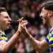 Matty Ashton of Warrington celebrating his try