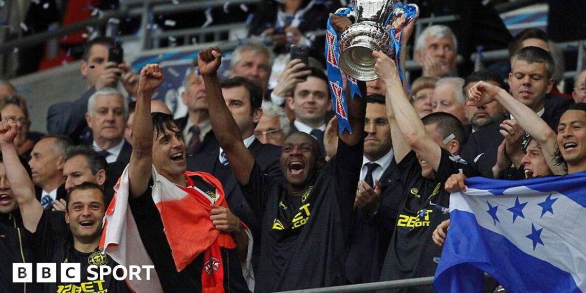 Wigan lifting the FA Cup