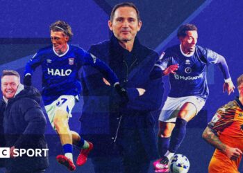 From left to right: Middlesbrough boss Kim Hellberg, Ipswich forward Jack Clarke, Coventry manager Frank Lampard, Millwall winger Femi Azeez and Hull striker Oli McBurnie
