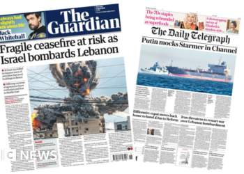 The Papers: 'Fragile ceasefire at risk' and 'Putin mocks Starmer'