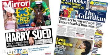 The Papers: 'Harry sued' and Vance warns Iran 'don't try to play us'