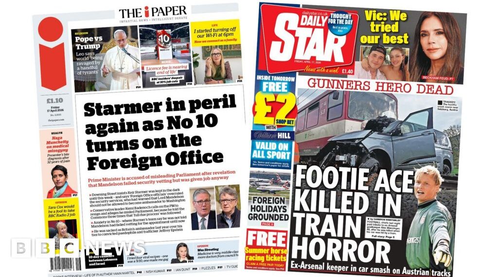 The Papers: 'Starmer in peril' and 'Gunners hero dead'