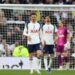 Tottenham's players react after conceding a late equaliser against Brighton