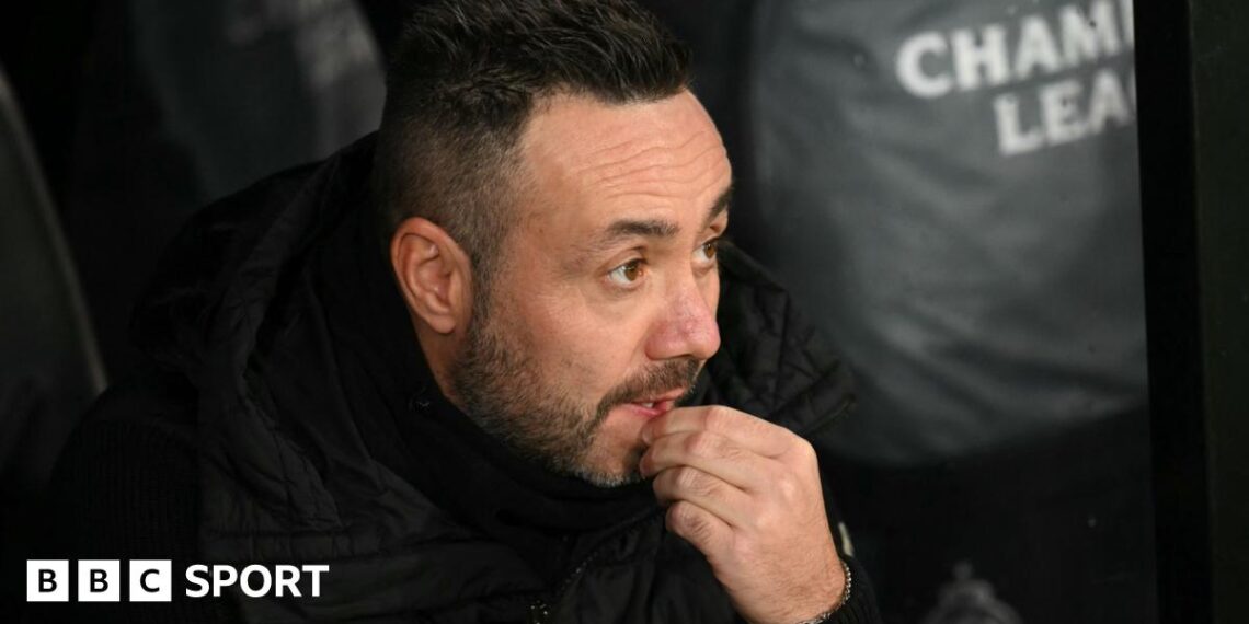 Had coach Roberto De Zerbi looks on before Marseille's Champions League match against Club Brugge
