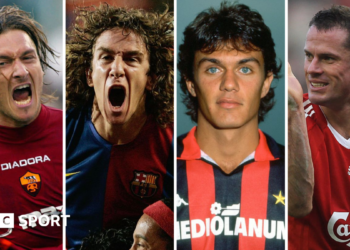 Graphic showing Carragher, Giggs, Totti and Maldini