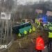 Two in hospital after bus crashes down embankment in the Highlands