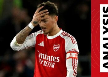 Ben White reacts with his hand on his head to Arsenal's loss against Southampton