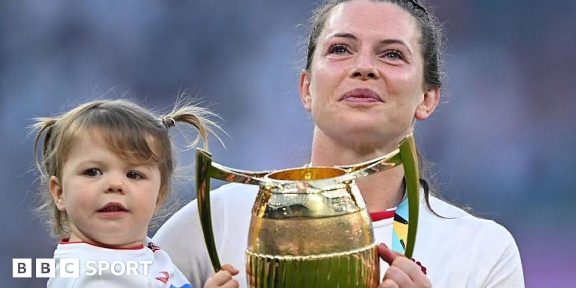 Lark Atkin-Davies and Abbie Ward with children on the Allianz Stadium pitch