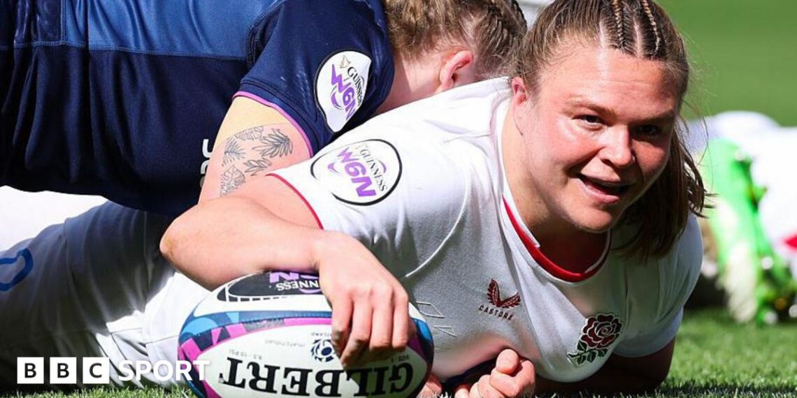 Sarah Bern scores against Scotland