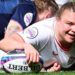 Sarah Bern scores against Scotland