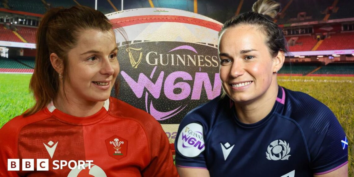 Rival captains Kate Williams of Wales and Scotland's Rachel Malcolm