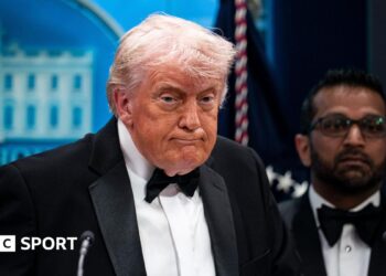 US President Donald Trump speaks during a press conference at the White House on April 25, 2026 in Washington DC after the cancellation of the annual White House Correspondents Association Dinner after a possible shooting